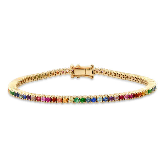 14K Yellow Gold Rainbow Classic Tennis Bracelet