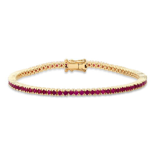 14K Yellow Gold Ruby Classic Tennis Bracelet