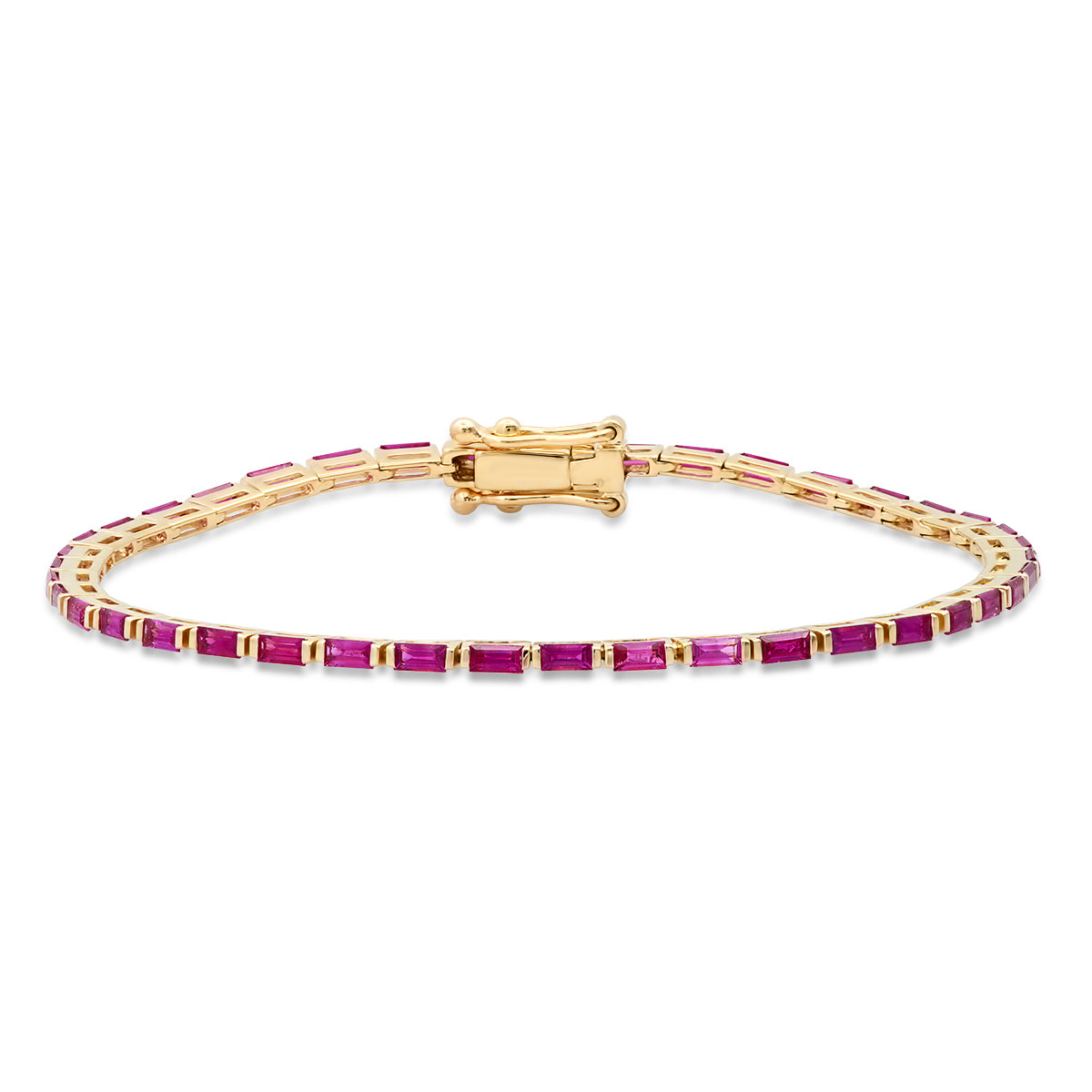 14K Yellow Gold Ruby Baguette Tennis Bracelet