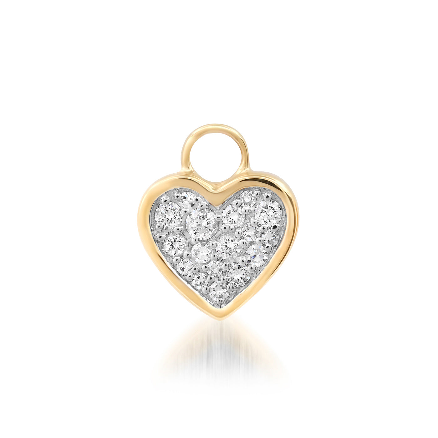 14K Yellow Gold Diamond Bezel Set Heart Charm 
