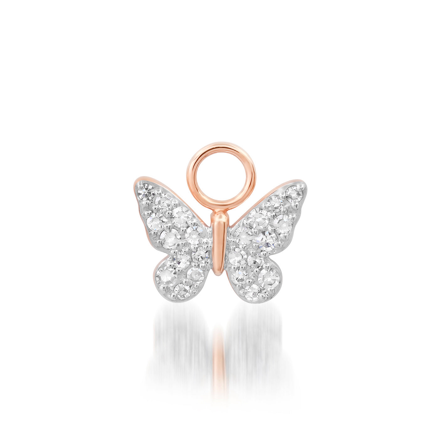 14K Rose Gold Diamond Butterfly Charm