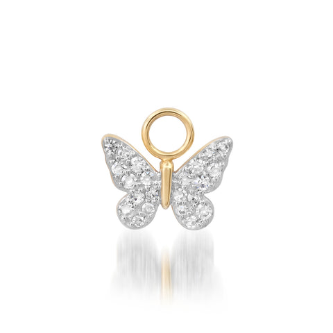 14K Yellow Gold Diamond Butterfly Charm