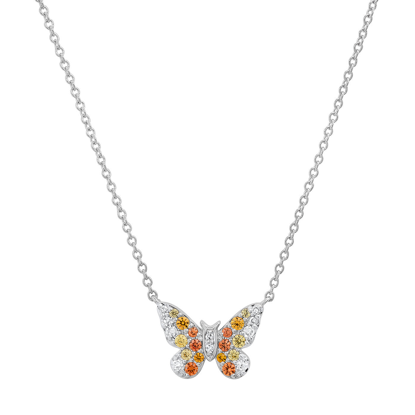14K White Gold Mini Sunshine Butterfly Necklace