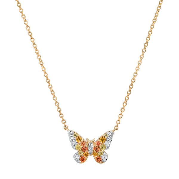 Rose Gold Cupchain Diamante Butterfly Necklace in 2023