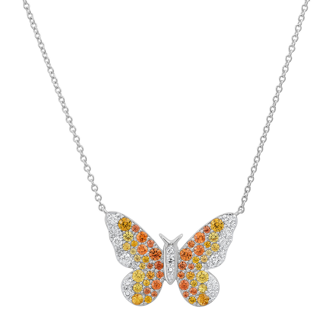 14K White Gold Sunshine Butterfly Necklace 