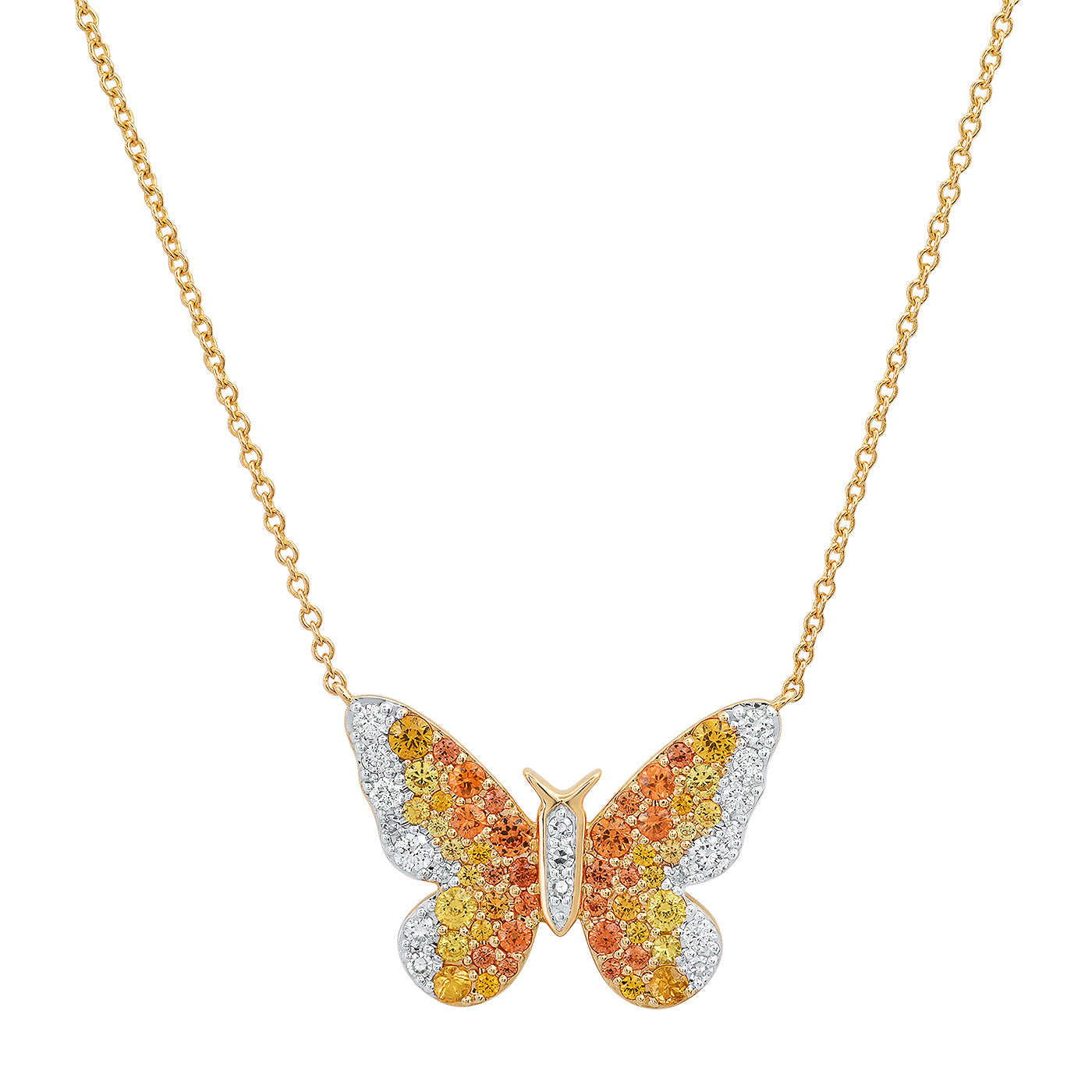 14K Yellow Gold Sunshine Butterfly Necklace 