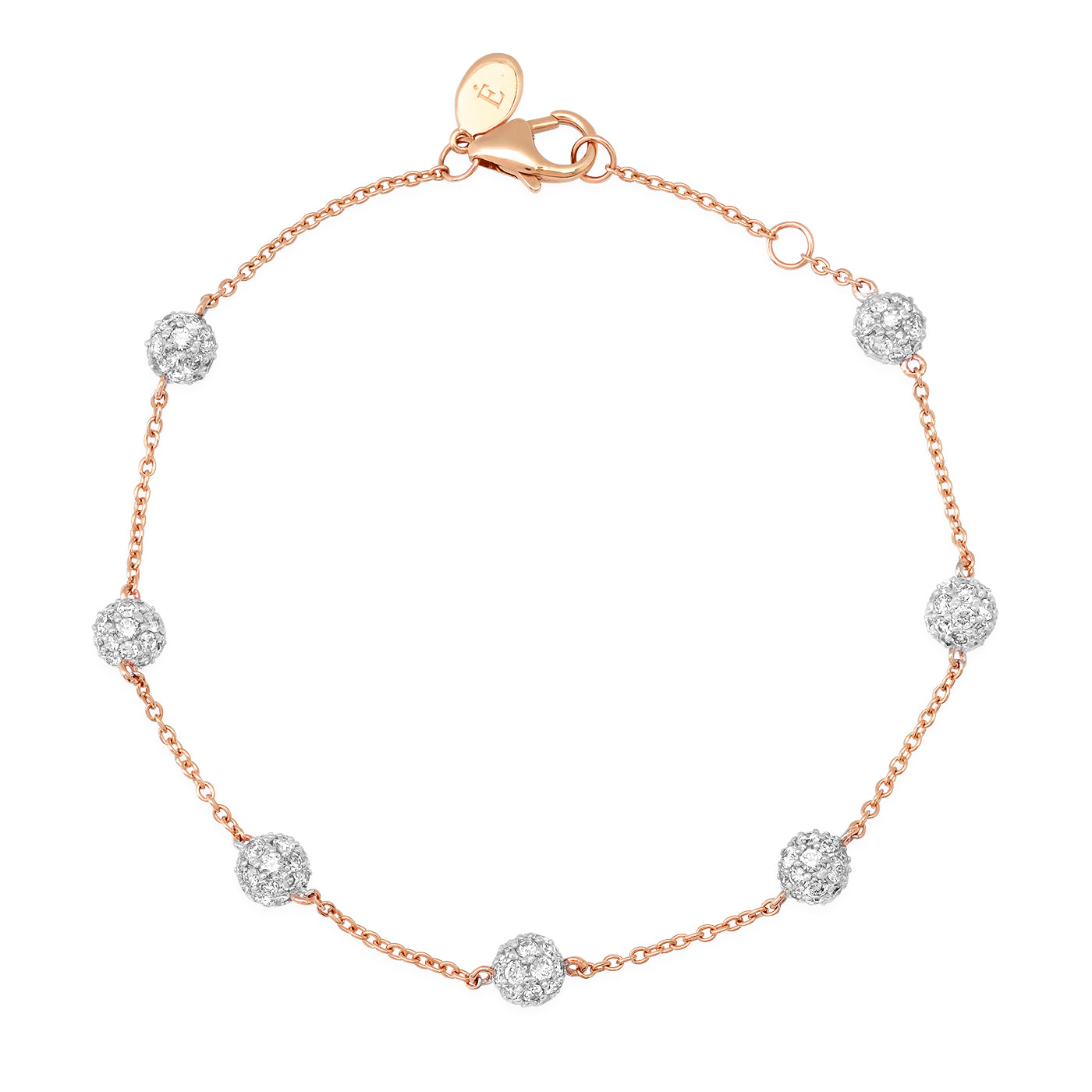 14K Rose Gold Diamond Orb Link Bracelet 