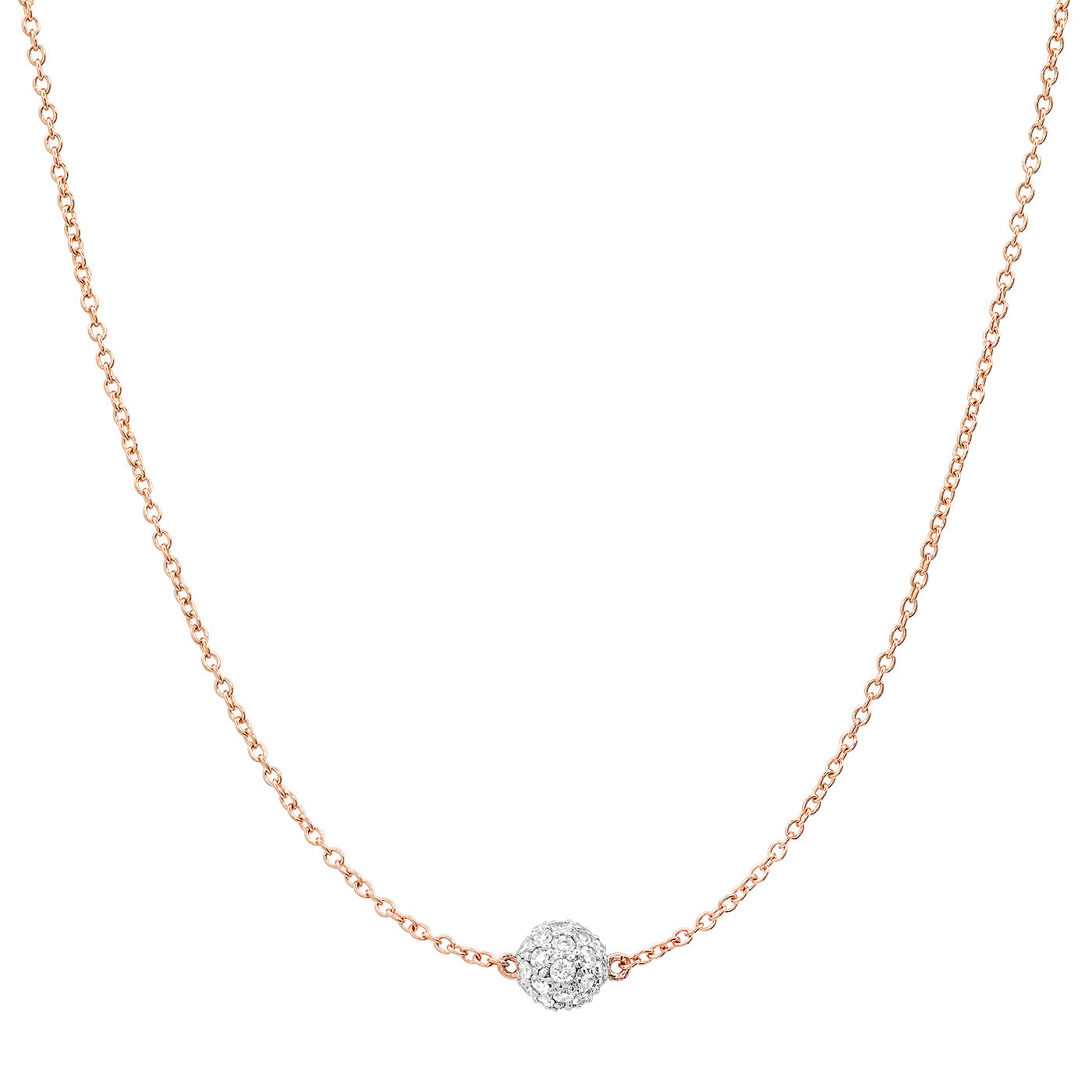 14K Rose Gold Diamond Single Orb Necklace