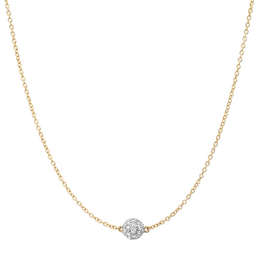 14K Yellow Gold Diamond Single Orb Necklace