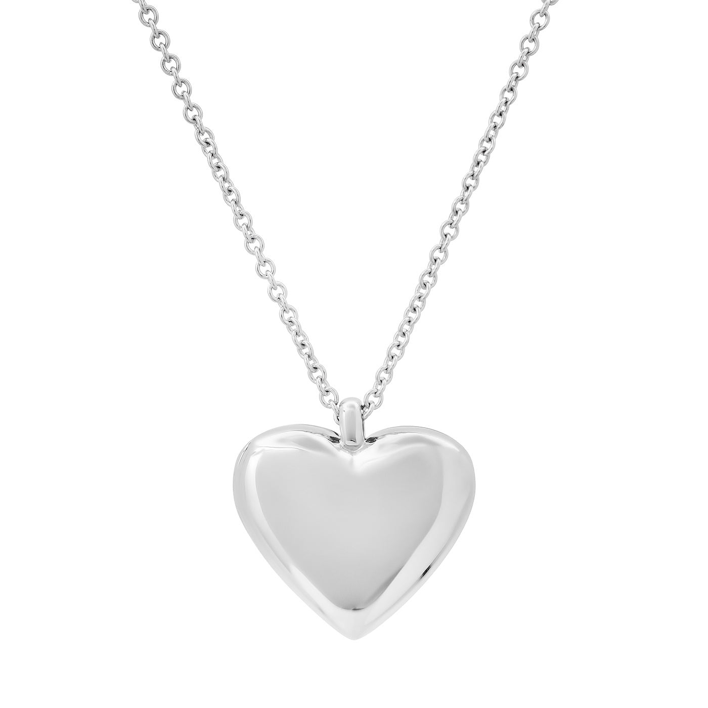 14K White Gold Puffy Heart Locket