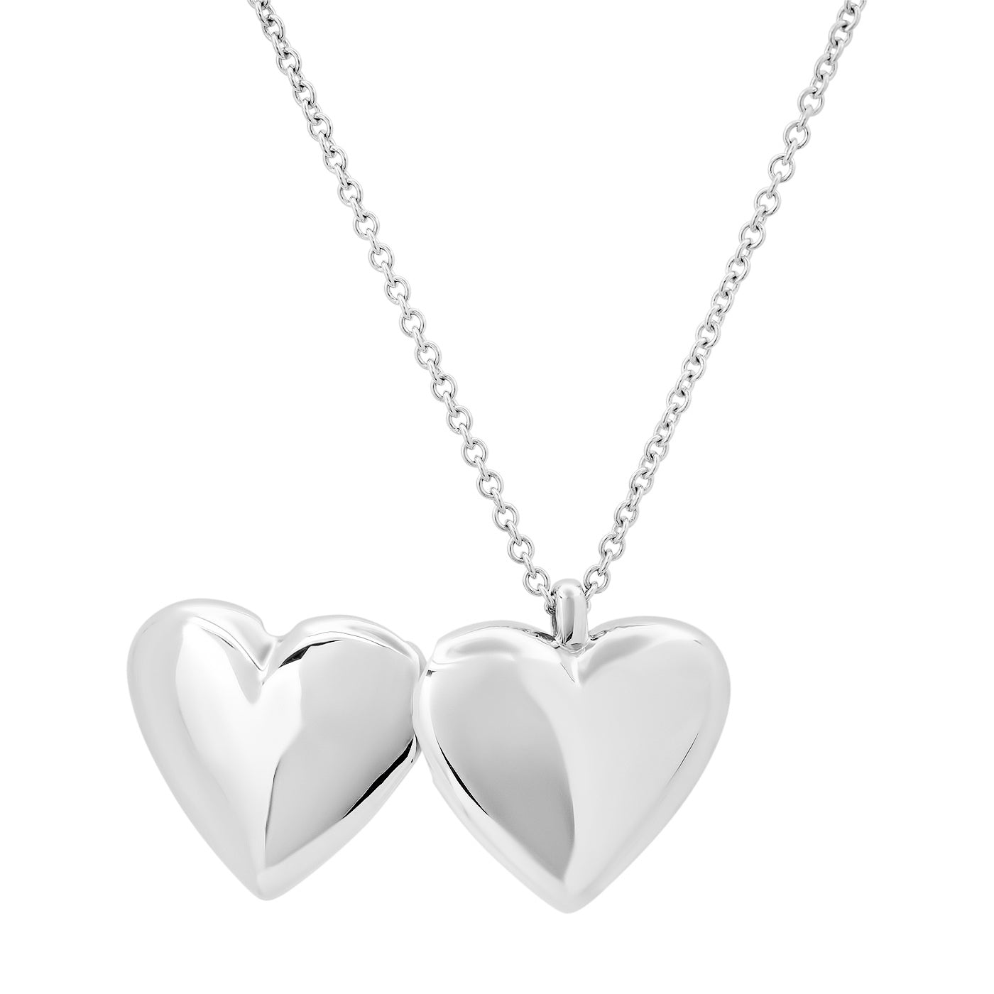 14K White Gold Puffy Heart Locket