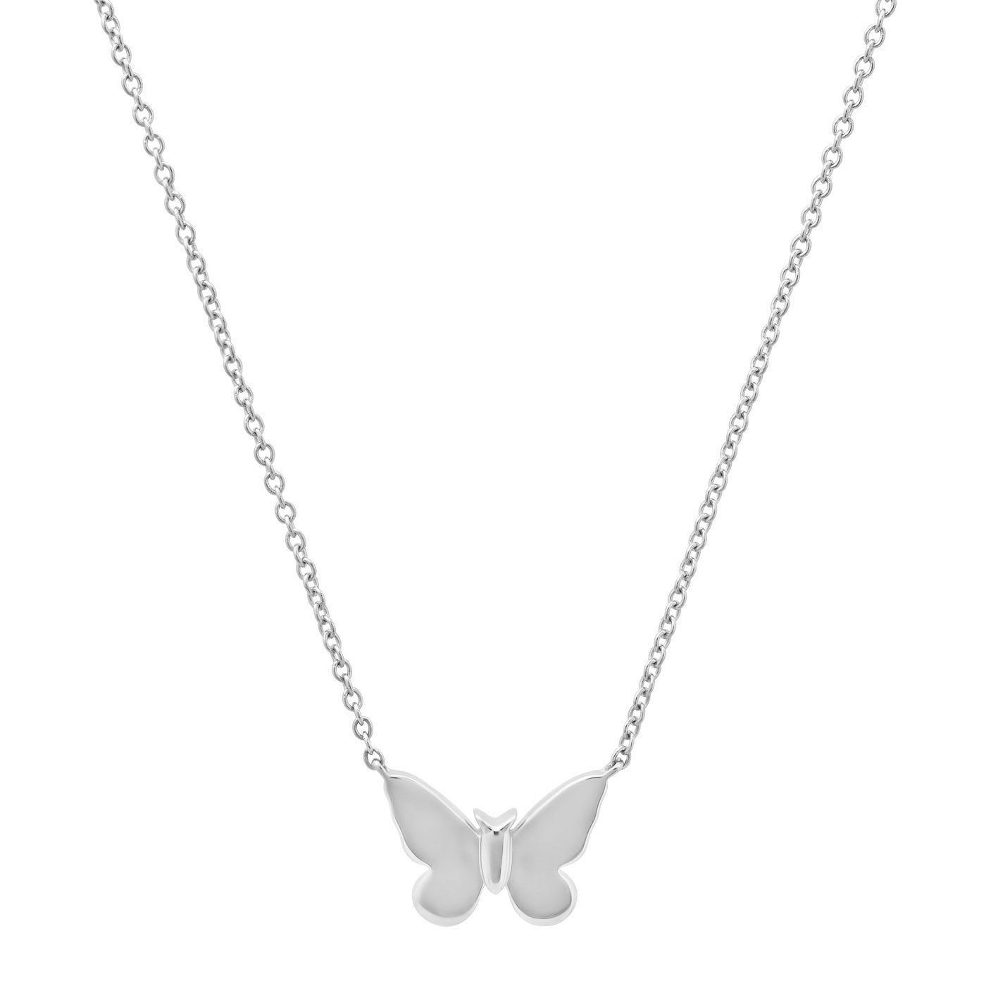 14K White Gold Mini Gold Butterfly Necklace