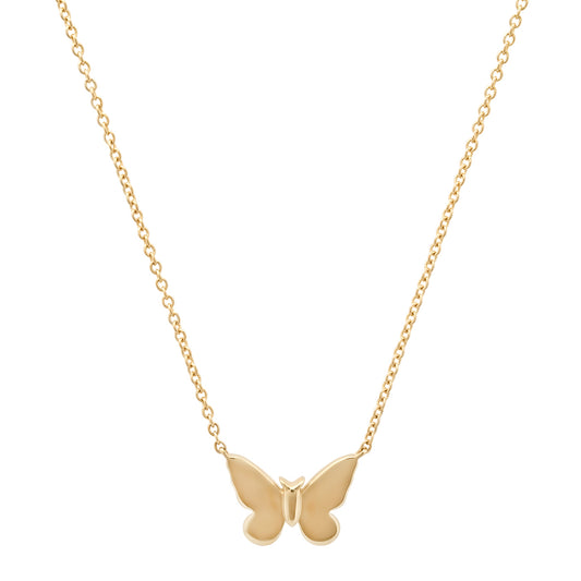 14K Yellow Gold Mini Gold Butterfly Necklace 