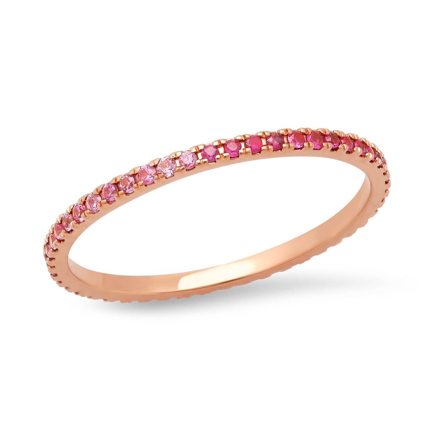 14K Rose Gold Ruby and Pink Sapphire Eternity Band