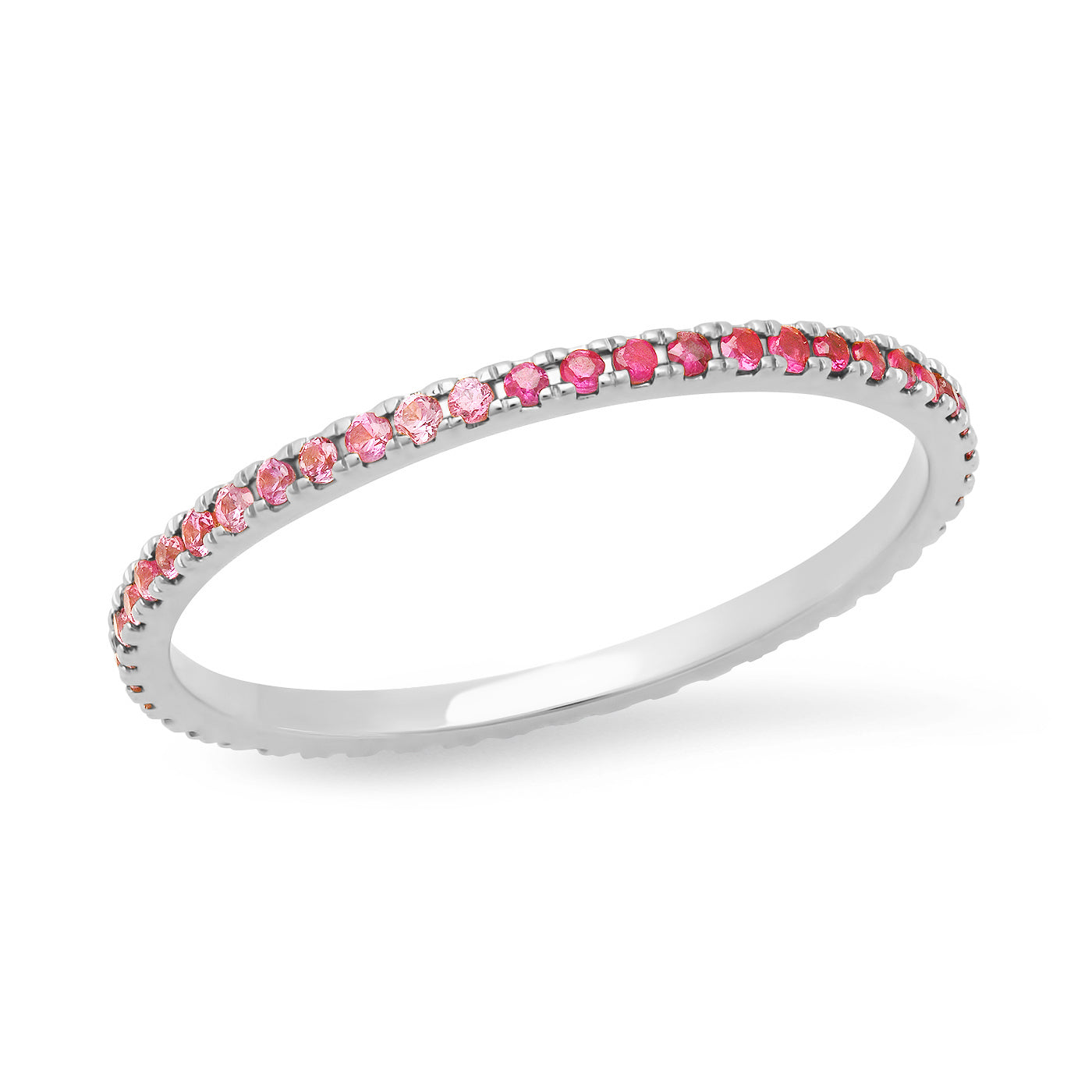14K White Gold Ruby and Pink Sapphire Eternity Band