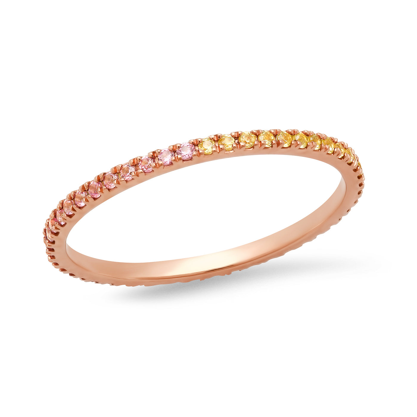 14K Rose Gold Pink Sapphire and Yellow Sapphire Eternity Band