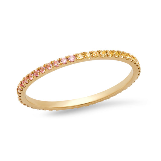 14K Yellow Gold Pink Sapphire and Yellow Sapphire Eternity Band