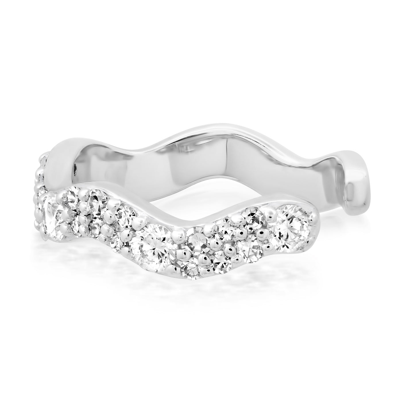 14K White Gold Slim Diamond Form Ear Cuff