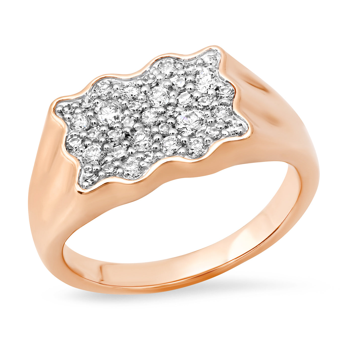 14K Rose Gold Diamond Form Signet Ring