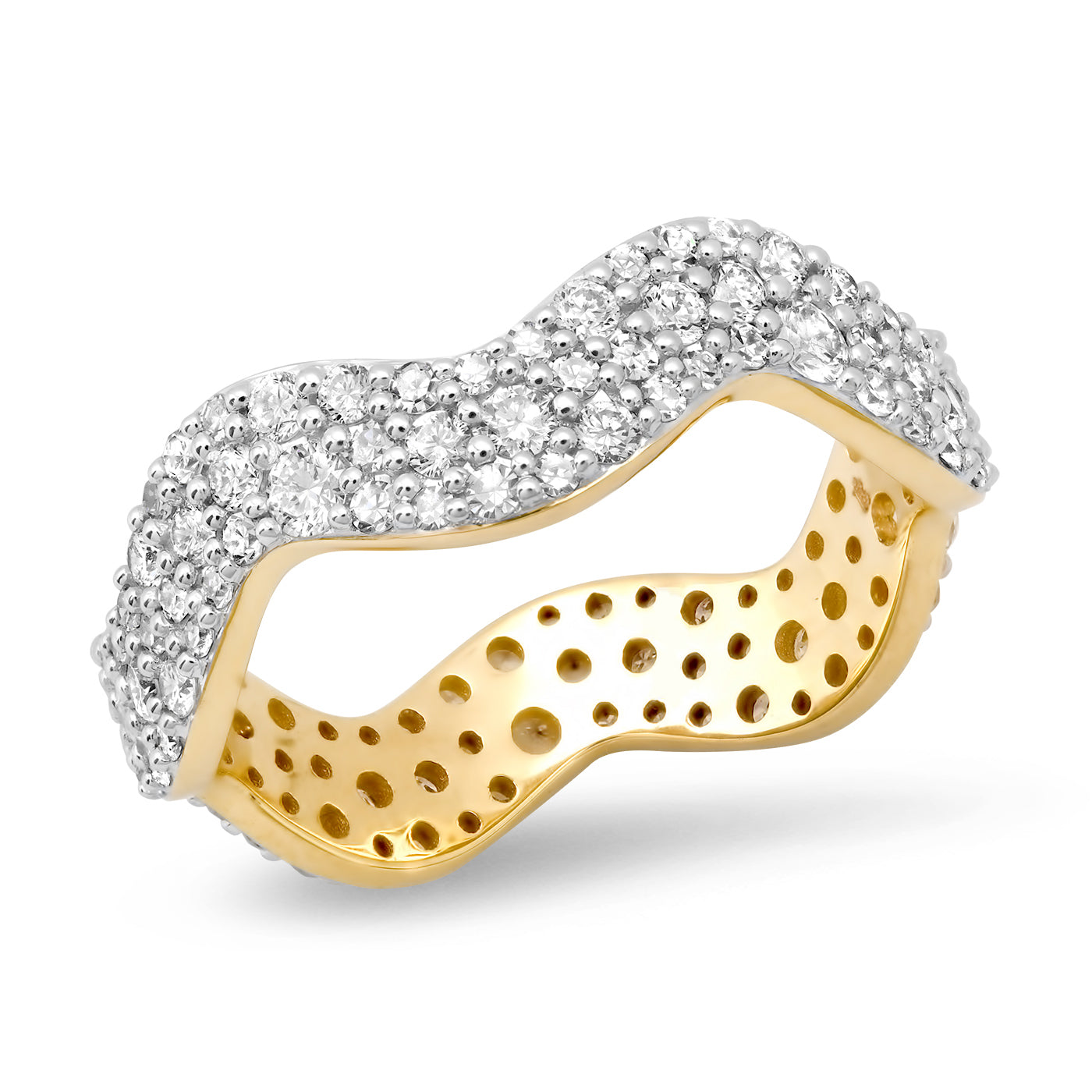 14K Yellow Gold Diamond Form Band