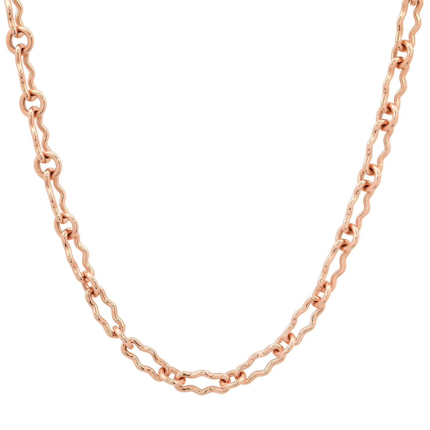 14K Rose Gold Mixed Link Necklace