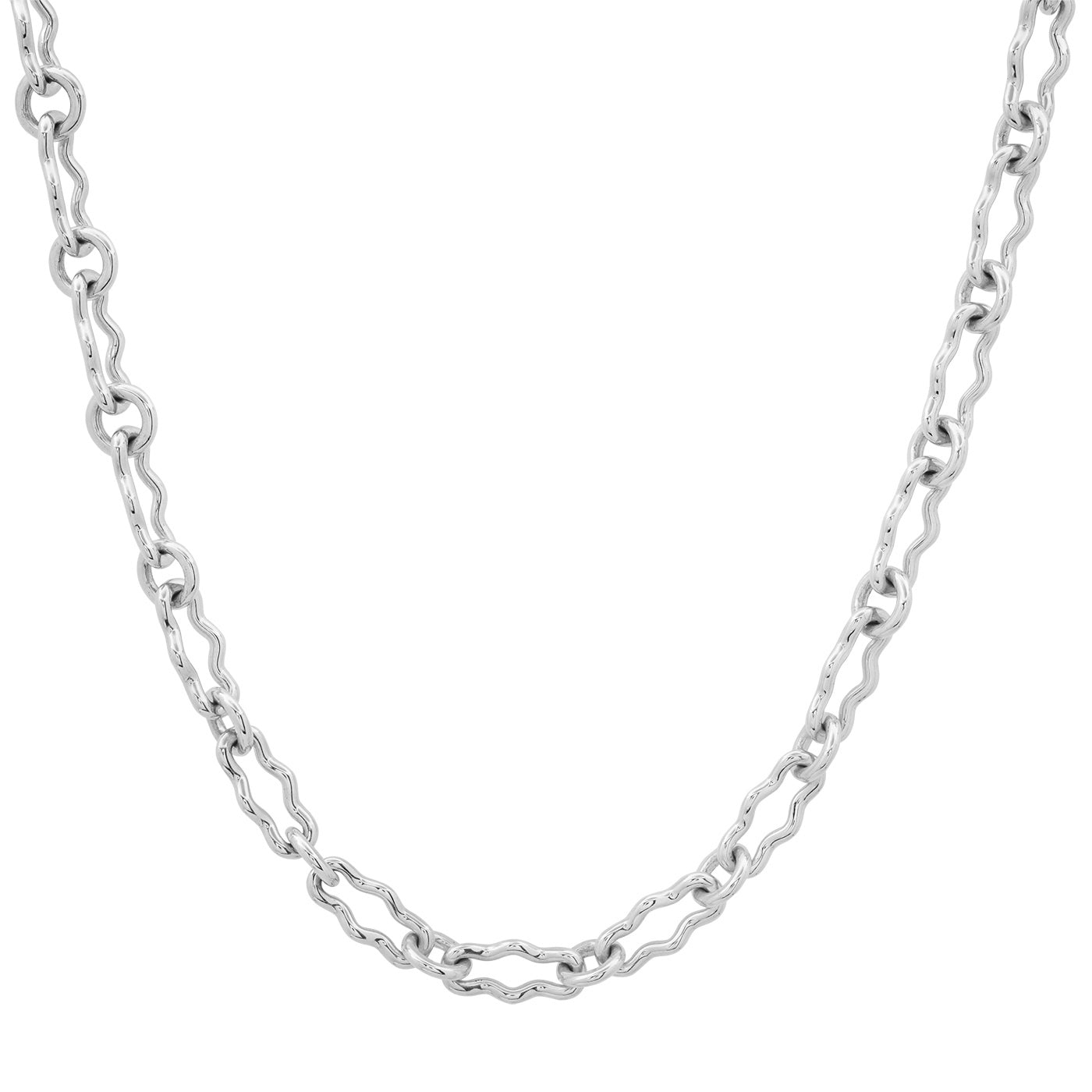 14K White Gold Mixed Link Necklace