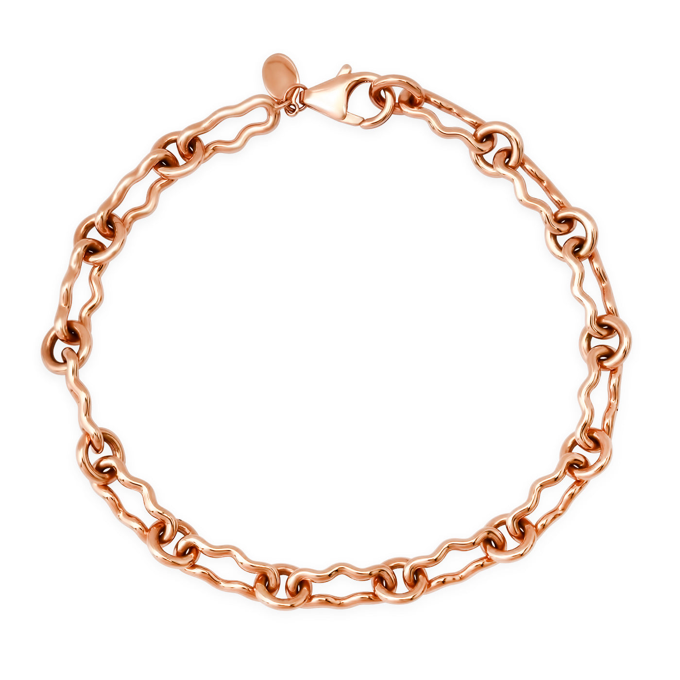 14K Rose Gold Mixed Link Bracelet