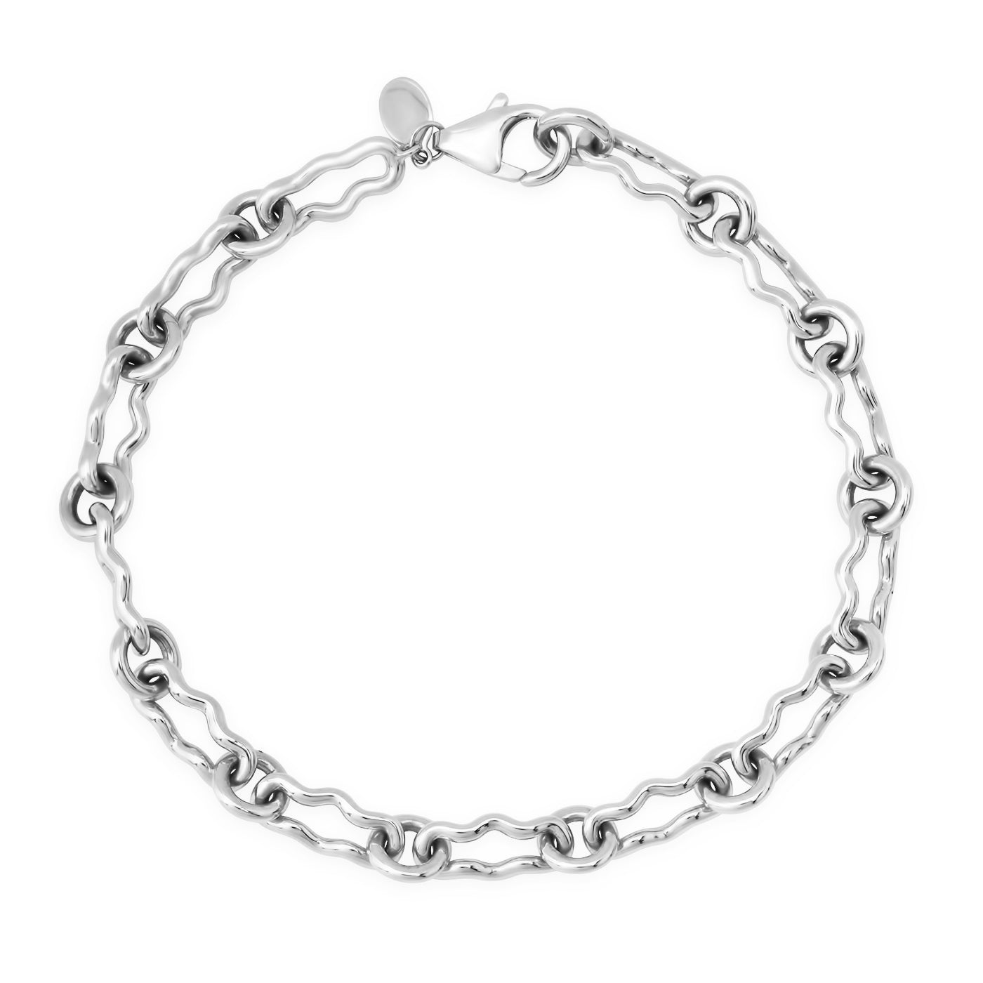 14K White Gold Mixed Link Bracelet