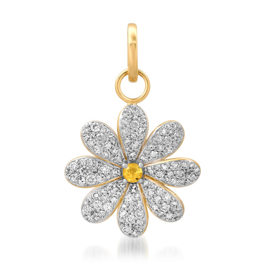 14K Yellow Gold Diamond Daisy Pendant