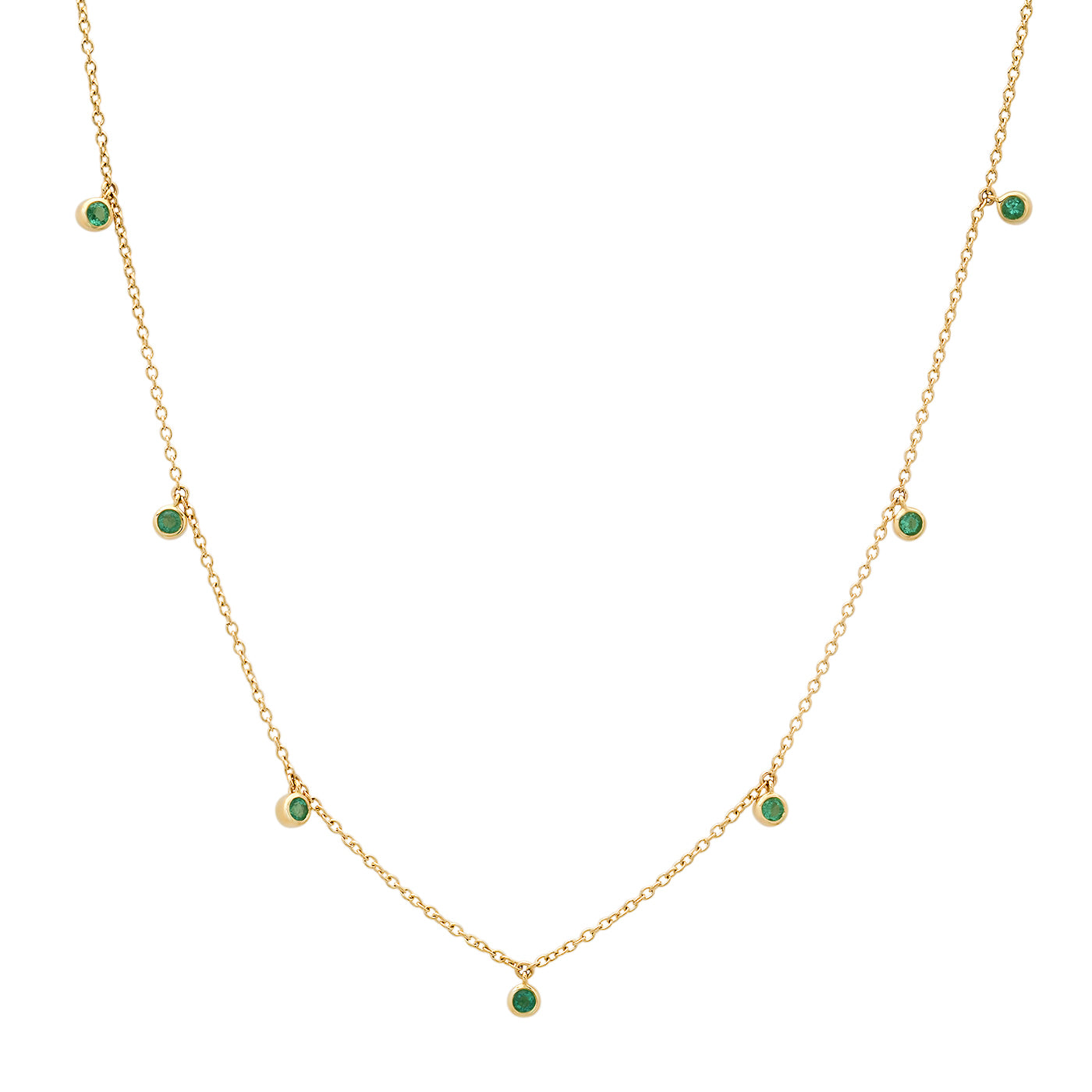 14K Yellow Gold Mini Emerald Drop Necklace