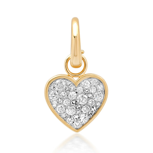 14K Yellow Gold Diamond Bezel Set Heart Pendant