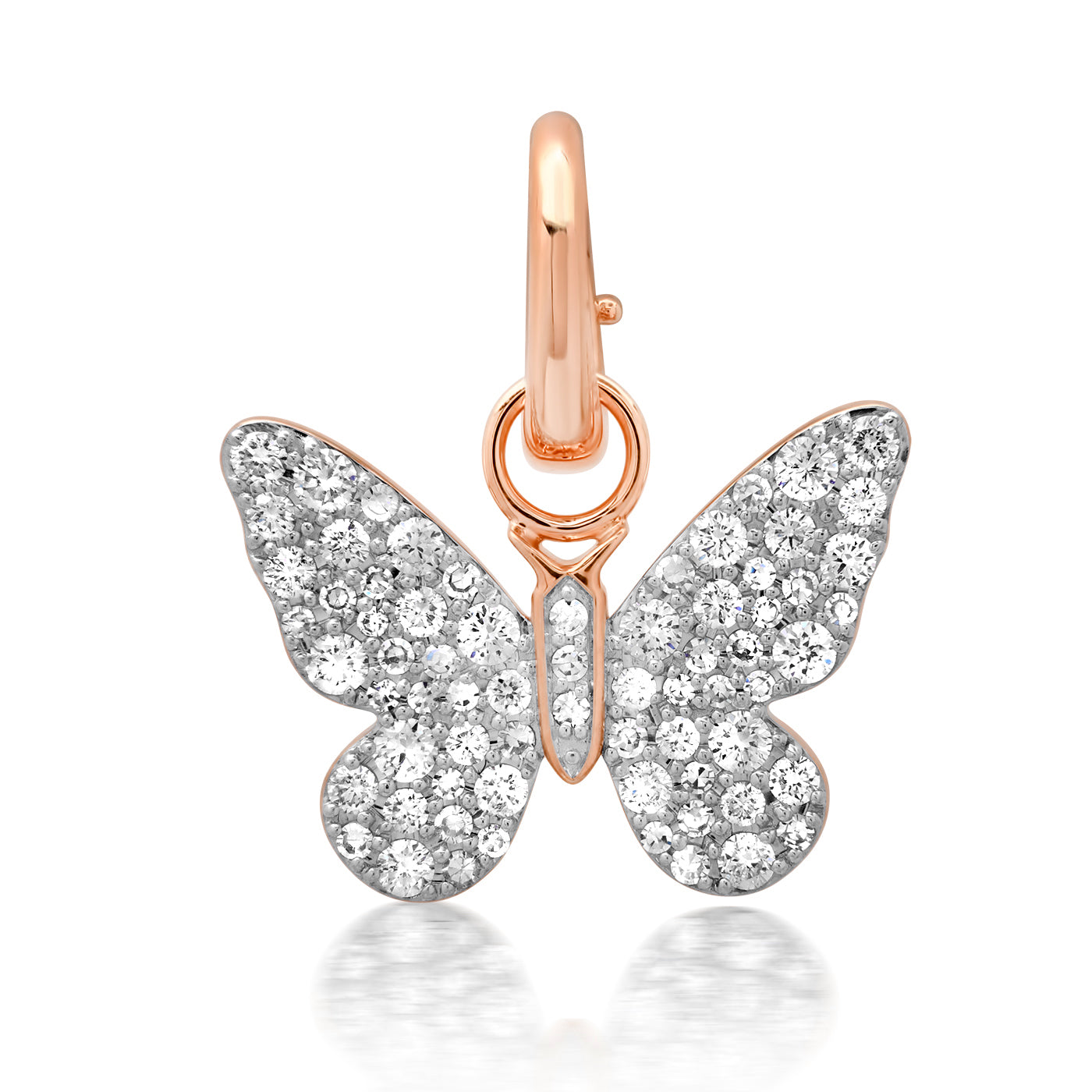 14K Rose Gold Diamond Butterfly Pendant