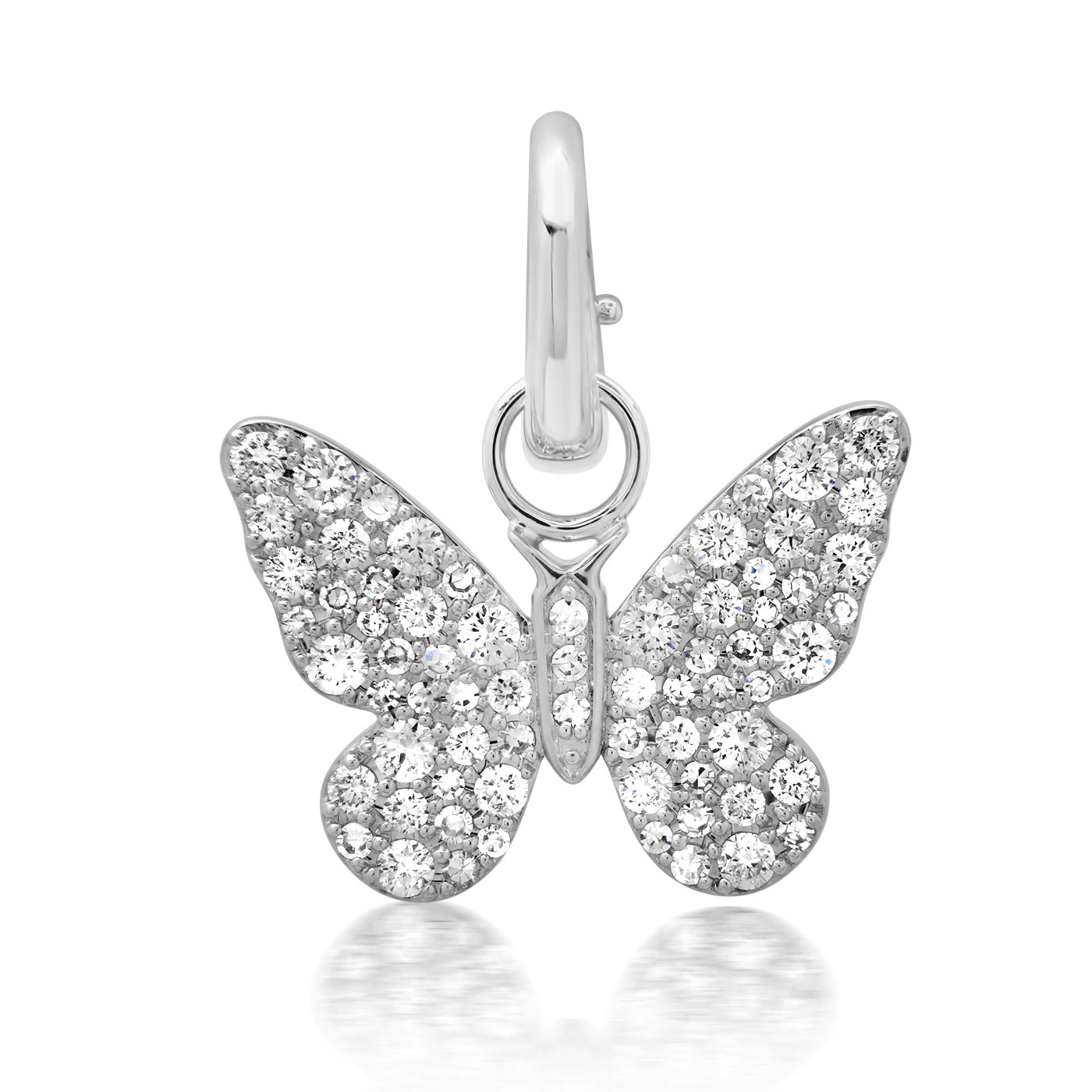 14K White Gold Diamond Butterfly Pendant