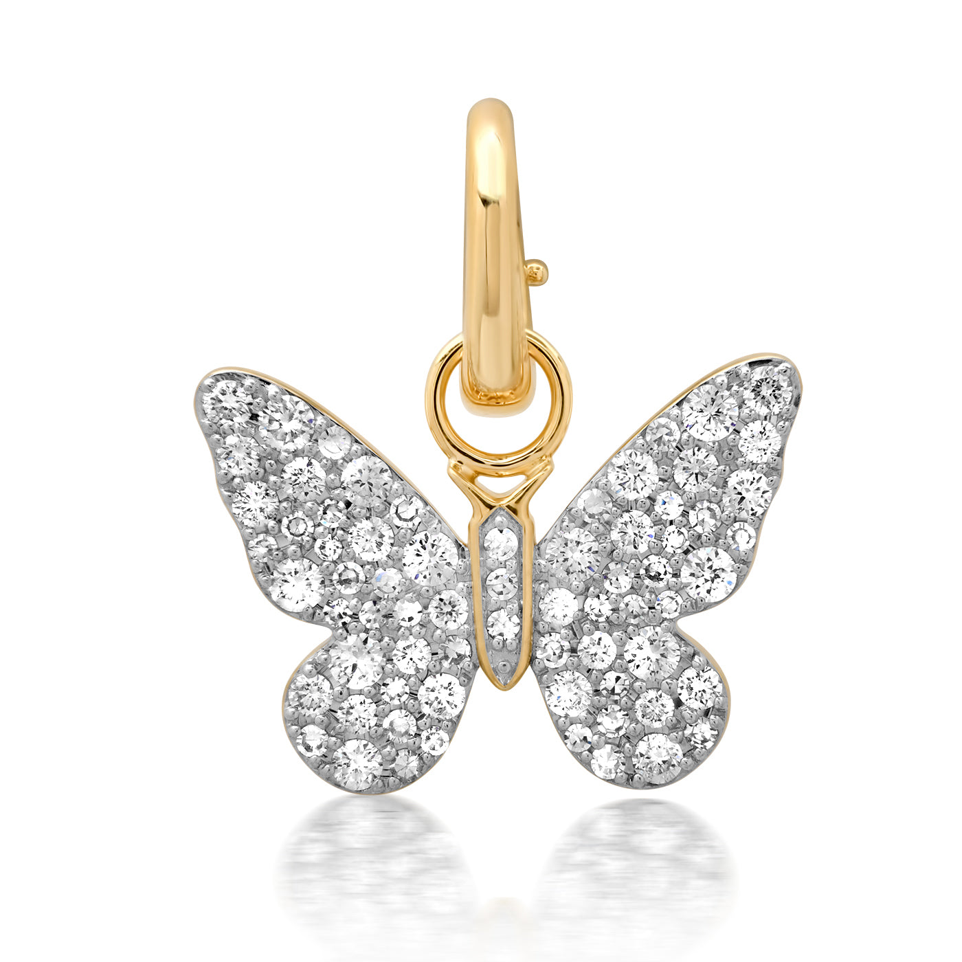 14K Yellow Gold Diamond Butterfly Pendant