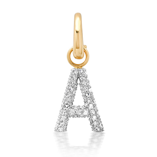 14K Yellow Gold Diamond Puffy Initial Pendant