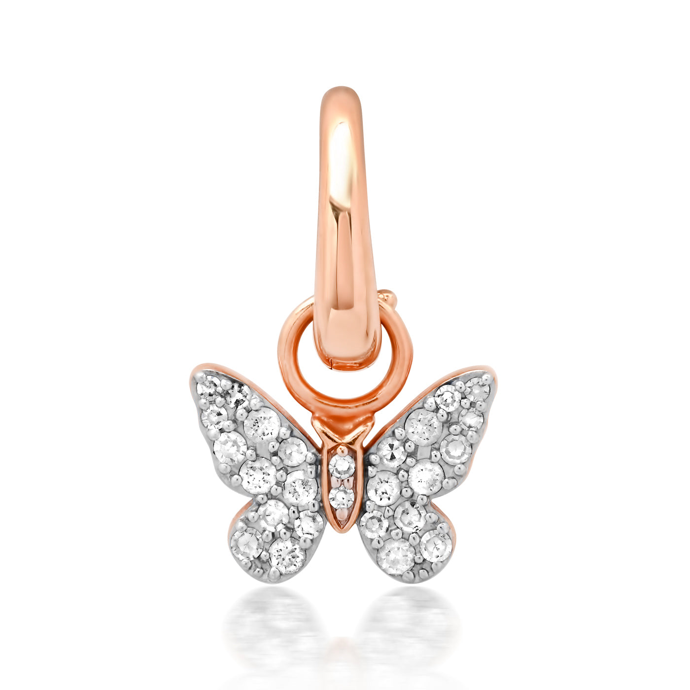 14K Rose Gold Mini Diamond Butterfly Pendant