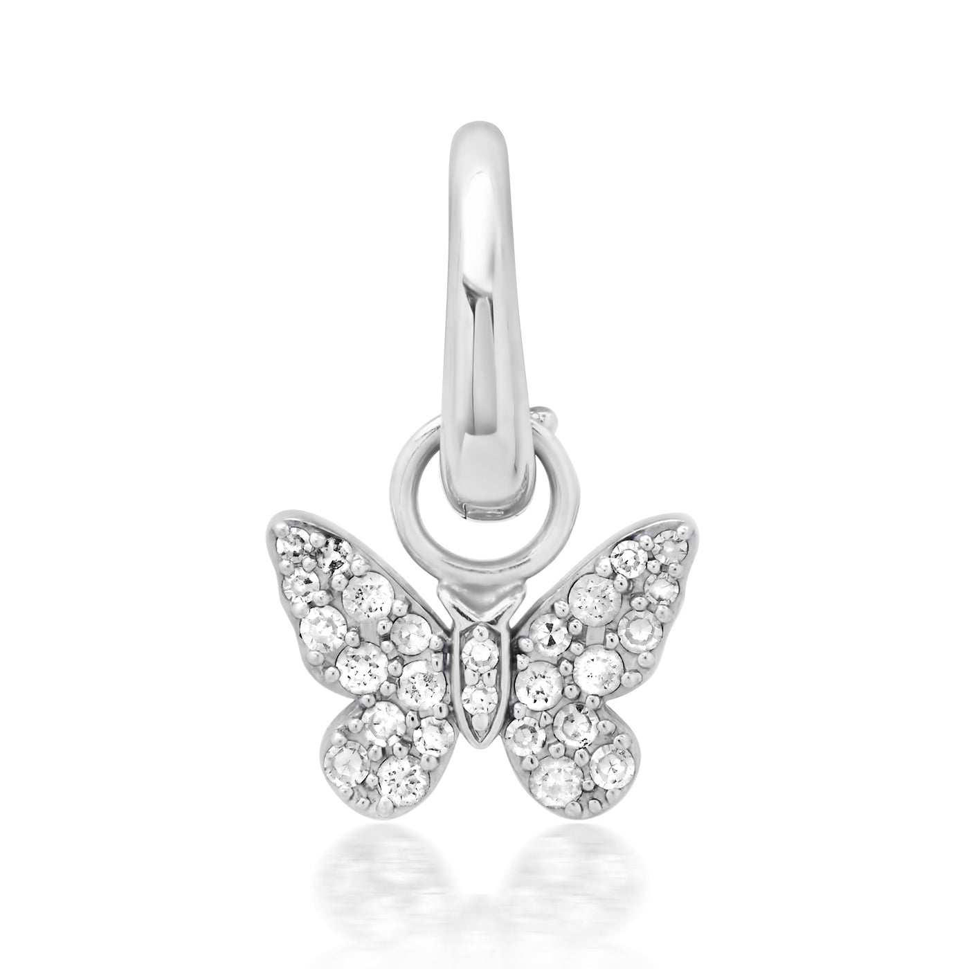 14K White Gold Mini Diamond Butterfly Pendant