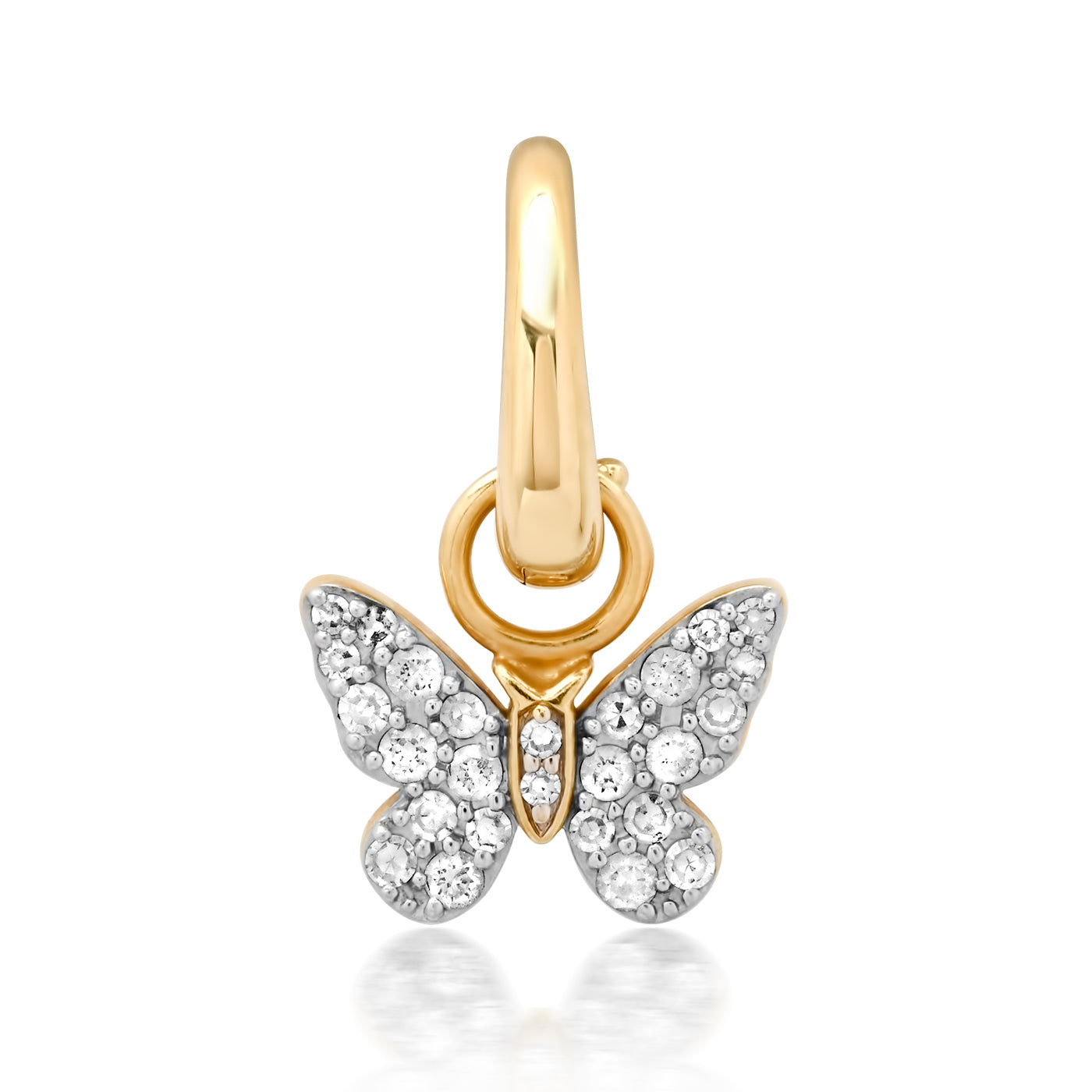 14K Yellow Gold Mini Diamond Butterfly Pendant