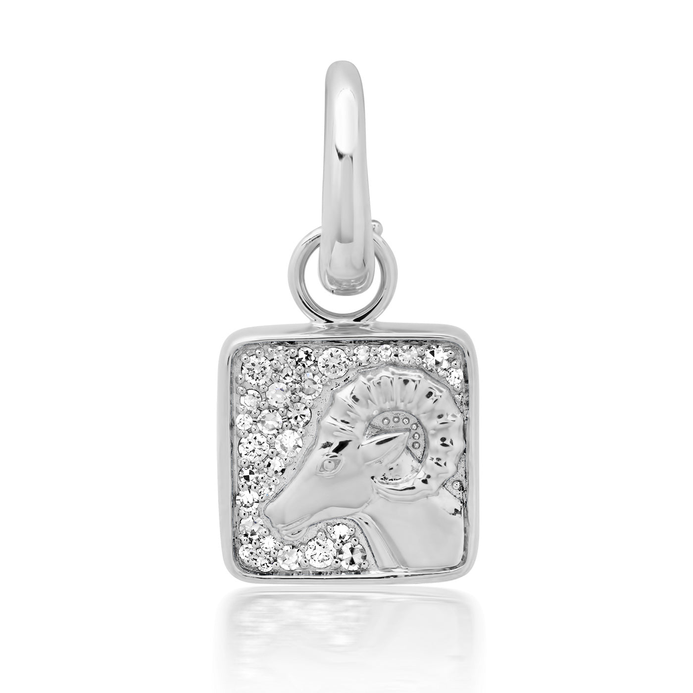 14K White Gold Aries Pendant