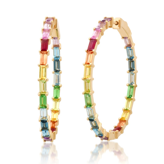 Rainbow Baguette Hoops