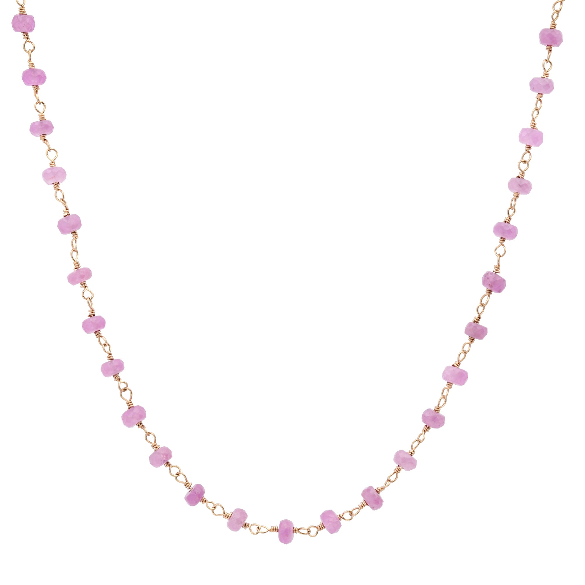 Pink Sapphire Wire Wrapped Necklace