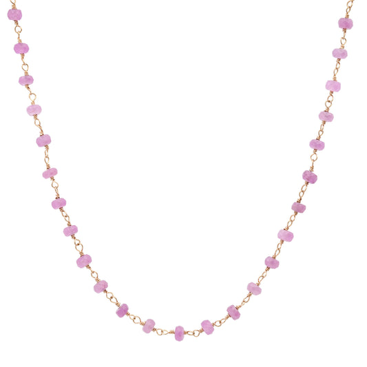 Pink Sapphire Wire Wrapped Necklace