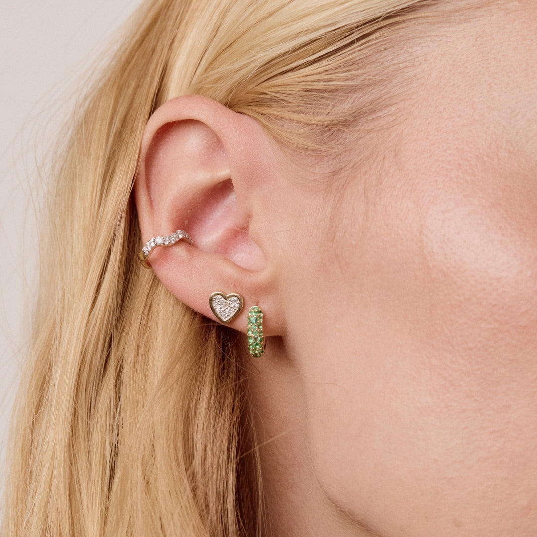 Diamond Bezel Set Heart Studs