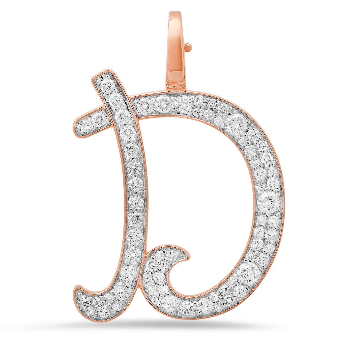 14K Rose Gold Letter D Pendant