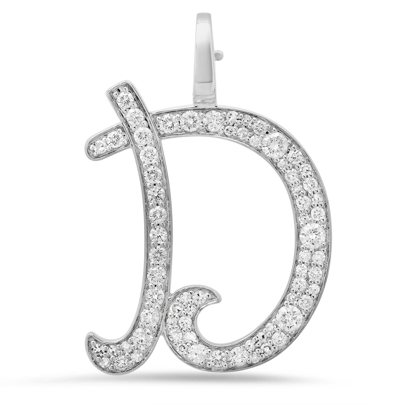 14K White Gold Letter D Pendant