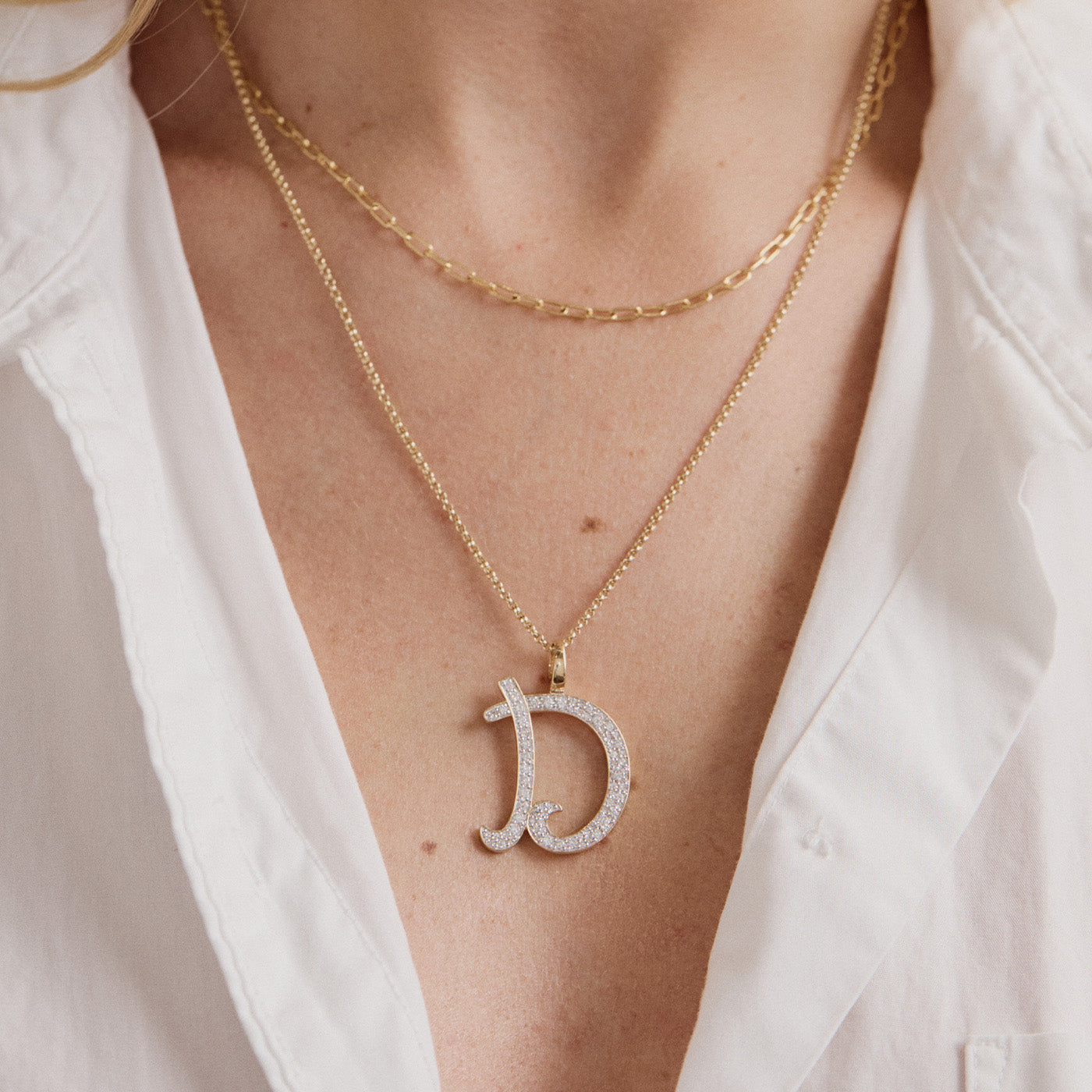 Letter D Diamond Pendant