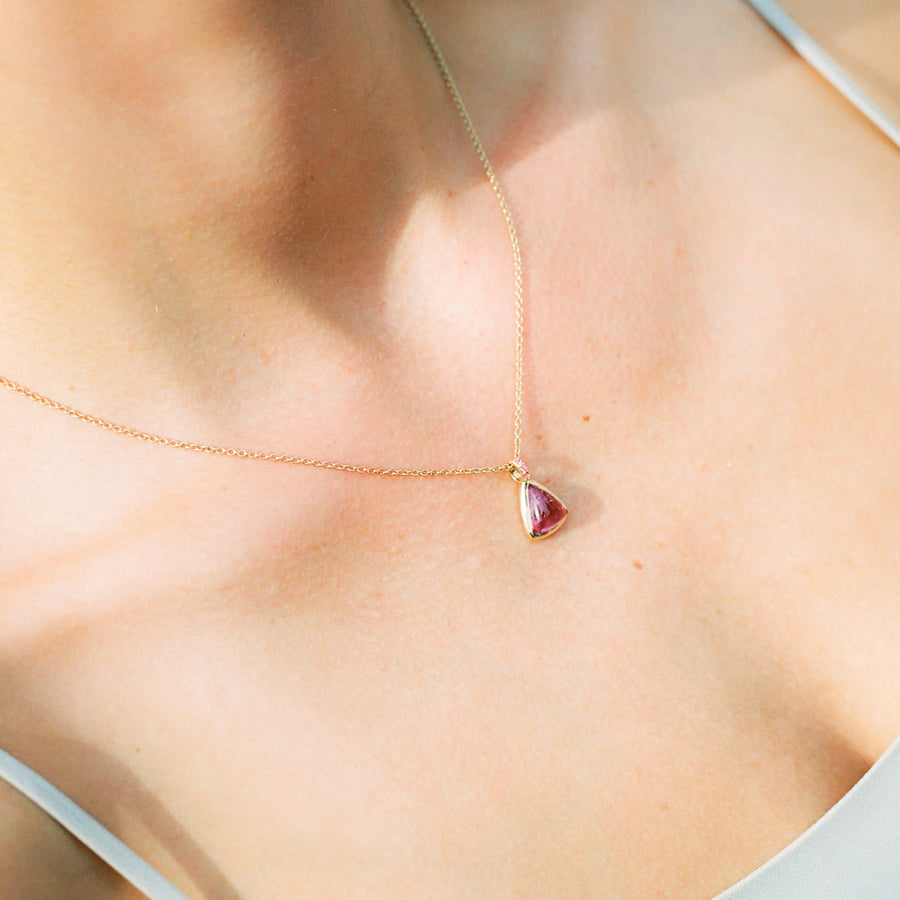 Pink Tourmaline Cabochon Necklace