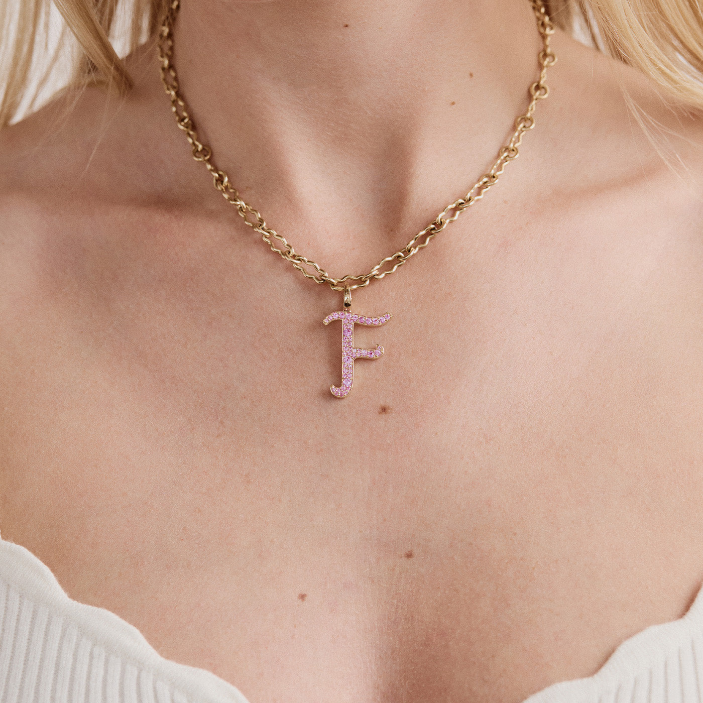 14K Yellow Gold Letter F Pendant