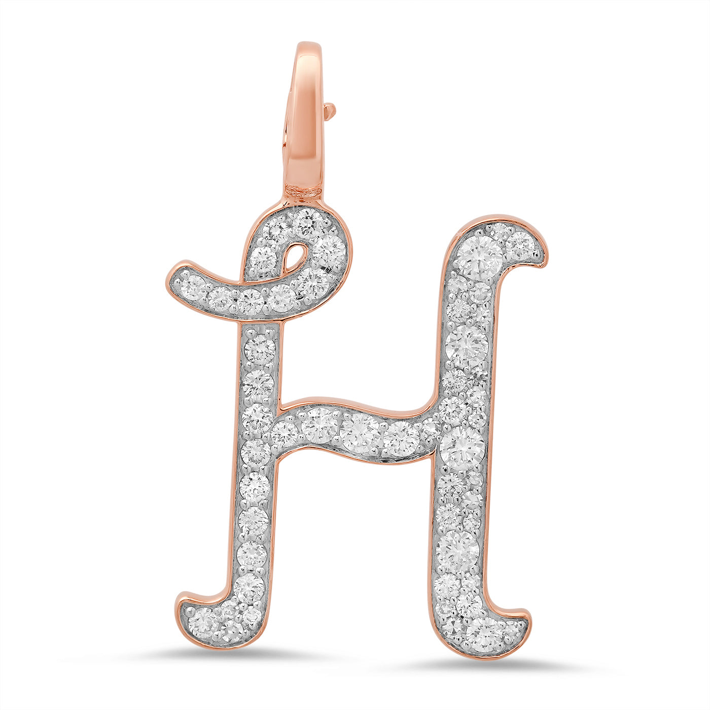 14K Rose Gold Letter H Pendant