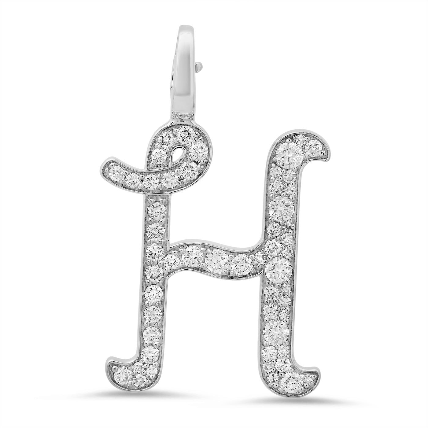 14K White Gold Letter H Pendant